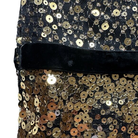 Marchesa Notte Sequined One Shoulder Asymmetric Ruffle Hem Dress Gold Size 16 - Picture 6 of 9